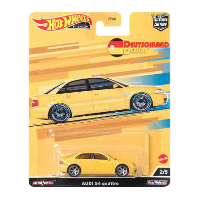 Машинка Premium Hot Wheels Audi S4 Quattro Deutschland Design 1:64 HCJ95 Yellow - Retromagaz