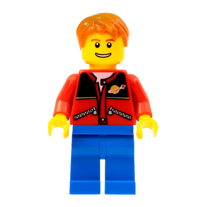 Фігурка Lego People 973pb0298 Red Jacket with Zipper Pockets and Classic Space Logo City twn097 Б/У - Retromagaz