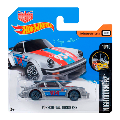 Машинка Базовая Hot Wheels Porsche 934 Turbo RSR Magnus Walker Urban Outlaw Nightburnerz 1:64 DTY84 Metallic Silver - Retromagaz