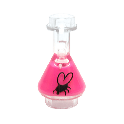 Посуда Lego Bottle Erlenmeyer Flask with Magenta Fluid and Black Fly Pattern 93549pb06 6122102 Trans Clear Б/У - Retromagaz