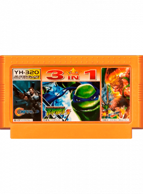 Сборник Игр RMC Famicom Dendy 3 in 1 Contra Force (3, 6), TMNT 3, Double Dragon III Английская Версия Только Картридж Новый