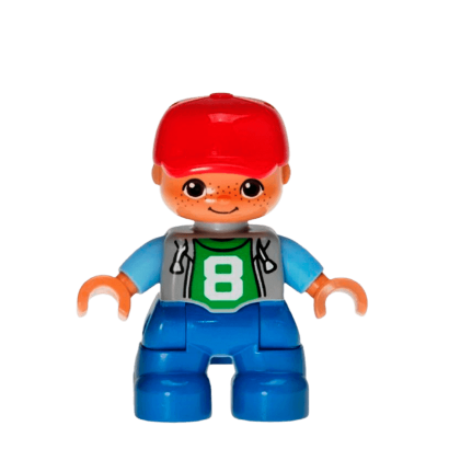 Фігурка Lego Boy Blue Legs Light Bluish Grey Top Duplo 47205pb026a Б/У - Retromagaz