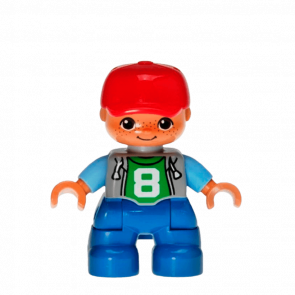 Фігурка Lego Boy Blue Legs Light Bluish Grey Top Duplo 47205pb026a Б/У