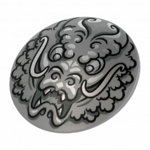 Оружие Lego Щит Circular Convex Face with Black and Silver Ninjago Dragon 75902pb16 6302892 Flat Silver Б/У