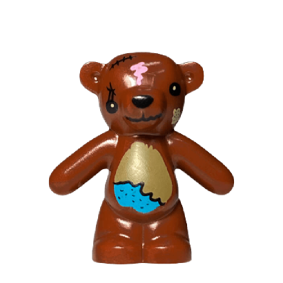 Фігурка Lego Земля Teddy Bear The Simpsons with Black Eyes Dark Tan and Medium Azure Stomac Animals 98382pb004 6064432 Reddish Brown Б/У - Retromagaz