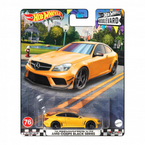 Машинка Premium Hot Wheels '12 Mercedes-Benz C 63 AMG Coupe Black Series Boulevard 1:64 GJT68/HKF23 Yellow - Retromagaz