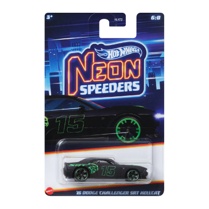 Тематична Машинка Hot Wheels '15 Dodge Challenger SRT Hellcat Neon Speeders 1:64 HLH72/HRW80 Black - Retromagaz