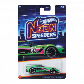 Тематическая Машинка Hot Wheels Corvette C7 Z06 Neon Speeders 1:64 HLH72/HRW81 Green - Retromagaz