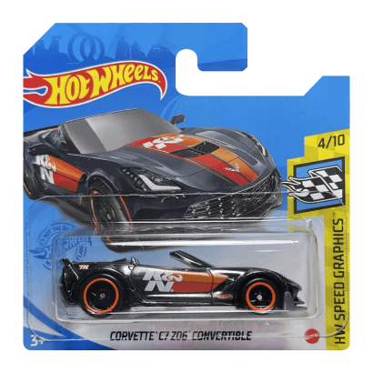 Машинка Базовая Hot Wheels Corvette C7 Z06 Convertible Super Treasure Hunt STH Speed Graphics 1:64 GTD07 Black - Retromagaz