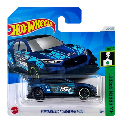 Машинка Базовая Hot Wheels Ford Mustang Mach-E 1400 Treasure Hunts Green Speed 1:64 HTF20 Blue - Retromagaz