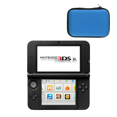 Набір Консоль Nintendo 3DS XL Модифікована 32GB Red Black + 10 Вбудованих Ігор Б/У  + Чохол Твердий RMC Blue Новий - Retromagaz