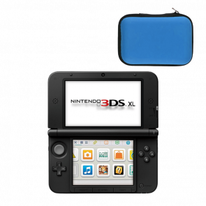 Набор Консоль Nintendo 3DS XL Модифицированная 32GB Red Black + 10 Встроенных Игр Б/У  + Чехол Твердый RMC Blue Новый - Retromagaz