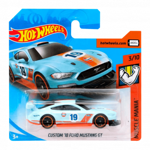 Машинка Базовая Hot Wheels Custom '18 Ford Mustang GT Gulf Muscle Mania 1:64 FYB67 Light Blue - Retromagaz