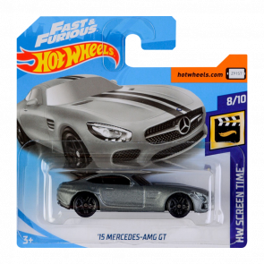 Машинка Базова Hot Wheels Fast & Furious '15 Mercedes-AMG GT Screen Time 1:64 FYC95 Metallic Silver - Retromagaz