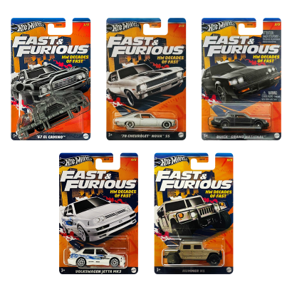 Набор Тематическая Машинка Hot Wheels Decades of Fast & Furious 2024-2 HNR88 5шт - Retromagaz