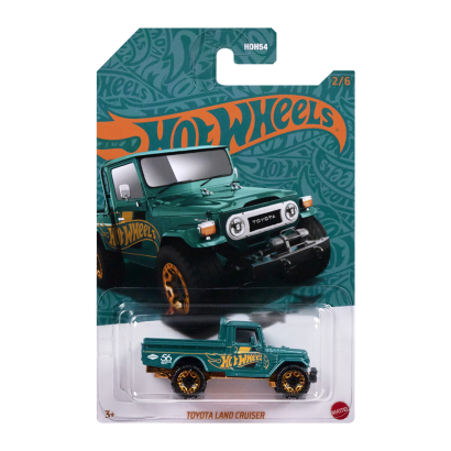 Тематическая Машинка Hot Wheels Toyota Land Cruiser Green and Gold 1:64 HVX01 Turquoise - Retromagaz