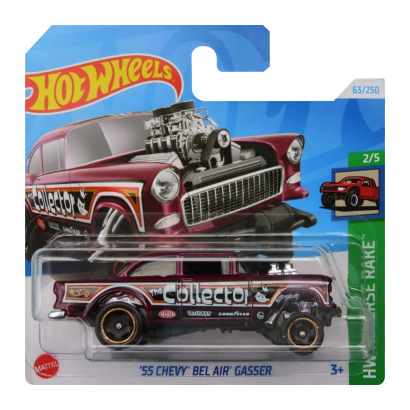 Машинка Базовая Hot Wheels '55 Chevy Bel Air Gasser Reverse Rake 1:64 HTD02 Red - Retromagaz