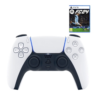 Набір Геймпад Бездротовий Sony PlayStation 5 DualSense White Новий  + Гра EA Sports FC 24 Російська Озвучка - Retromagaz