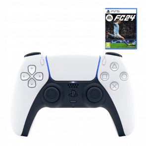 Набор Геймпад Беспроводной Sony PlayStation 5 DualSense White Новый  + Игра EA Sports FC 24 Русская Озвучка - Retromagaz