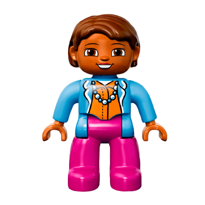 Фігурка Lego Girl Magenta Legs Medium Blue Top Duplo 47394pb190 Б/У - Retromagaz