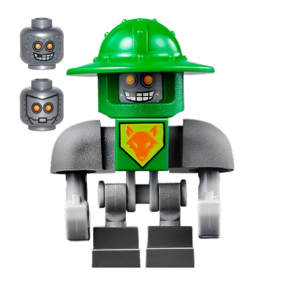 Фигурка Lego Denizens of Knighton Aaron Bot Green Shoulders Flat Silver Helmet Nexo Knights nex029 Б/У - Retromagaz