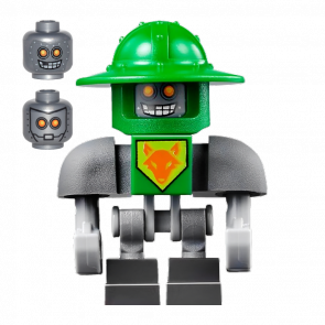 Фігурка Lego Denizens of Knighton Aaron Bot Green Shoulders Flat Silver Helmet Nexo Knights nex029 Б/У - Retromagaz