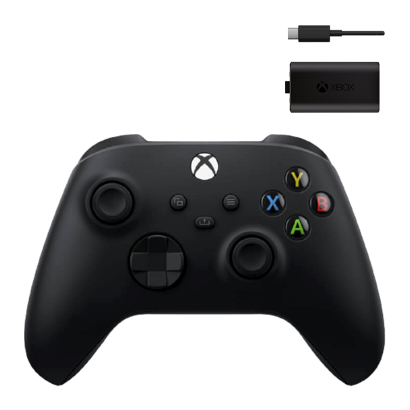 Набор Геймпад Беспроводной Microsoft Xbox Series Controller Carbon Black Новый  + Аккумулятор Play and Charge Kit + Кабель USB Type-C - Retromagaz