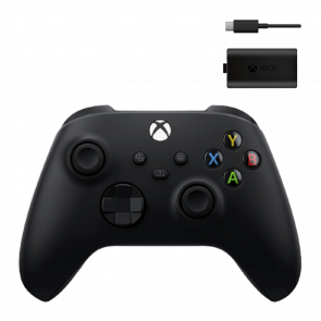 Набір Геймпад Бездротовий Microsoft Xbox Series Controller Carbon Black Новий  + Акумулятор Play and Charge Kit + Кабель USB Type-C - Retromagaz