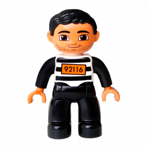 Фигурка Lego Boy Prisoner Black Legs Black and White Boy Top Duplo 47394pb168a Б/У - Retromagaz