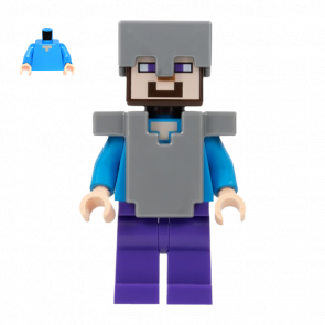 Фігурка Lego Minecraft Steve Dark Purple Legs Flat Silver Helmet and Armor Games min013 Б/У - Retromagaz