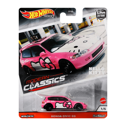 Машинка Premium Hot Wheels Honda Civic EG Hello Kitty Modern Classics 1:64 GJR00 Pink - Retromagaz