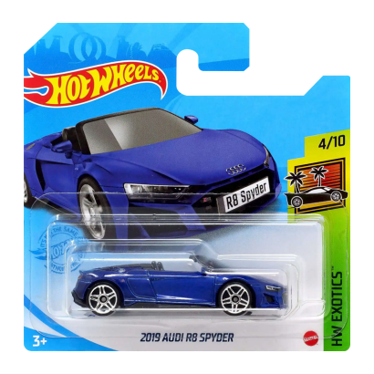 Машинка Базова Hot Wheels 2019 Audi R8 Spyder Exotics 1:64 GRY87 Blue - Retromagaz