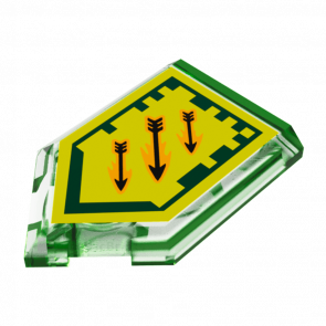 Плитка Lego Модифікована Декоративна Pentagonal Nexo Power Shield Patern Arrow Strike 2 x 3 22385pb023 6133242 Trans-Bright Green 4шт Б/У