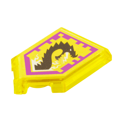 Плитка Lego Модифікована Декоративна Pentagonal Nexo Power Shield Pattern Storm Dragon 2 x 3 22385pb015 6133414 Trans-Yellow 2шт Б/У - Retromagaz