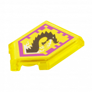 Плитка Lego Модифицированная Декоративная Pentagonal Nexo Power Shield Pattern Storm Dragon 2 x 3 22385pb015 6133414 Trans-Yellow 2шт Б/У