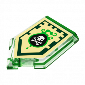 Плитка Lego Модифікована Декоративна Pentagonal Nexo Power Shield Pattern Venom Bite 2 x 3 22385pb009 6133533 Trans-Bright Green 4шт Б/У