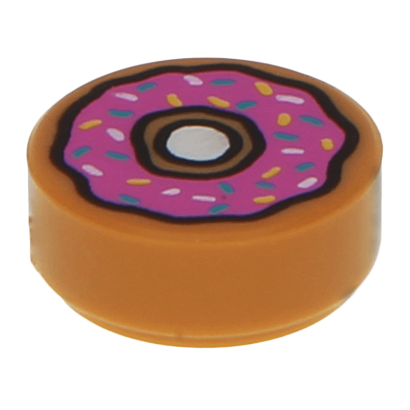 Плитка Lego Кругла Декоративна Donut Doughnut Dark Pink Frosting and Sprinkles 1 x 1 98138pb021 6064377 6117405 6315329 Medium Nougat 4шт Б/У - Retromagaz