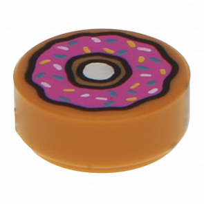 Плитка Lego Круглая Декоративная Donut Doughnut Dark Pink Frosting and Sprinkles 1 x 1 98138pb021 6064377 6117405 6315329 Medium Nougat 4шт Б/У - Retromagaz