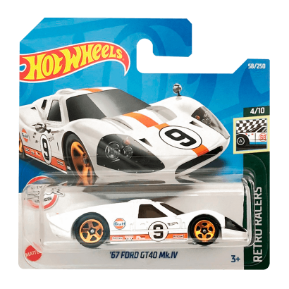 Машинка Базовая Hot Wheels '67 Ford GT40 Mk.IV Gulf Retro Racers 1:64 HCW67 White - Retromagaz