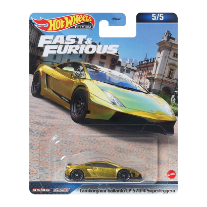 Машинка Premium Hot Wheels Lamborghini Gallardo LP 570-4 Superleggera Fast & Furious 1:64 HNW46/HMG52 Gold - Retromagaz