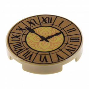 Плитка Lego Кругла Декоративна Bottom Stud Holder with Clock with Roman Numerals Ornate Pattern 2 x 2 14769pb211 6214451 Tan Б/У - Retromagaz