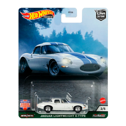 Машинка Premium Hot Wheels Jaguar Lightweight E-Type British Horsepower 1:64 GRJ60 White - Retromagaz