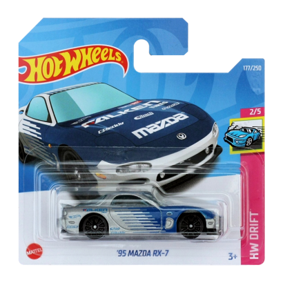 Машинка Базова Hot Wheels '95 Mazda RX-7 Falken Drift 1:64 HCX62 Silver - Retromagaz