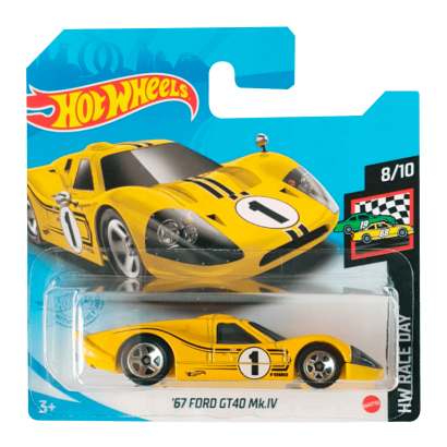 Машинка Базова Hot Wheels '67 Ford GT40 Mk.IV Race Day 1:64 GTB67 Yellow - Retromagaz