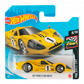 Машинка Базова Hot Wheels '67 Ford GT40 Mk.IV Race Day 1:64 GTB67 Yellow - Retromagaz