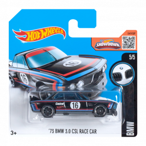 Машинка Базовая Hot Wheels '73 BMW 3.0 CSL Race Car BMW 1:64 DHX63 Black - Retromagaz