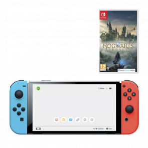 Набор Консоль Nintendo Switch OLED Model HEG-001 64GB Blue Red Новый  + Игра Hogwarts Legacy Русские Субтитры