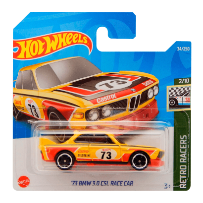 Машинка Базова Hot Wheels '73 BMW 3.0 CSL Race Car Retro Racers 1:64 HCW51 Yellow - Retromagaz