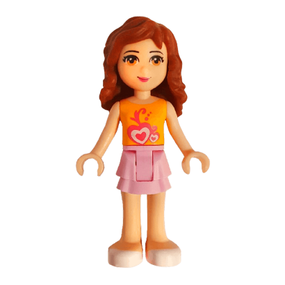 Фигурка Lego Girl Olivia Bright Pink Layered Skirt Friends frnd023 Б/У - Retromagaz