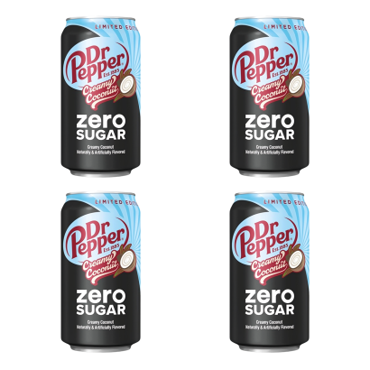 Набор Напиток Dr Pepper Creamy Coconaut Limited Edition Zero Sugar 355ml 4шт - Retromagaz